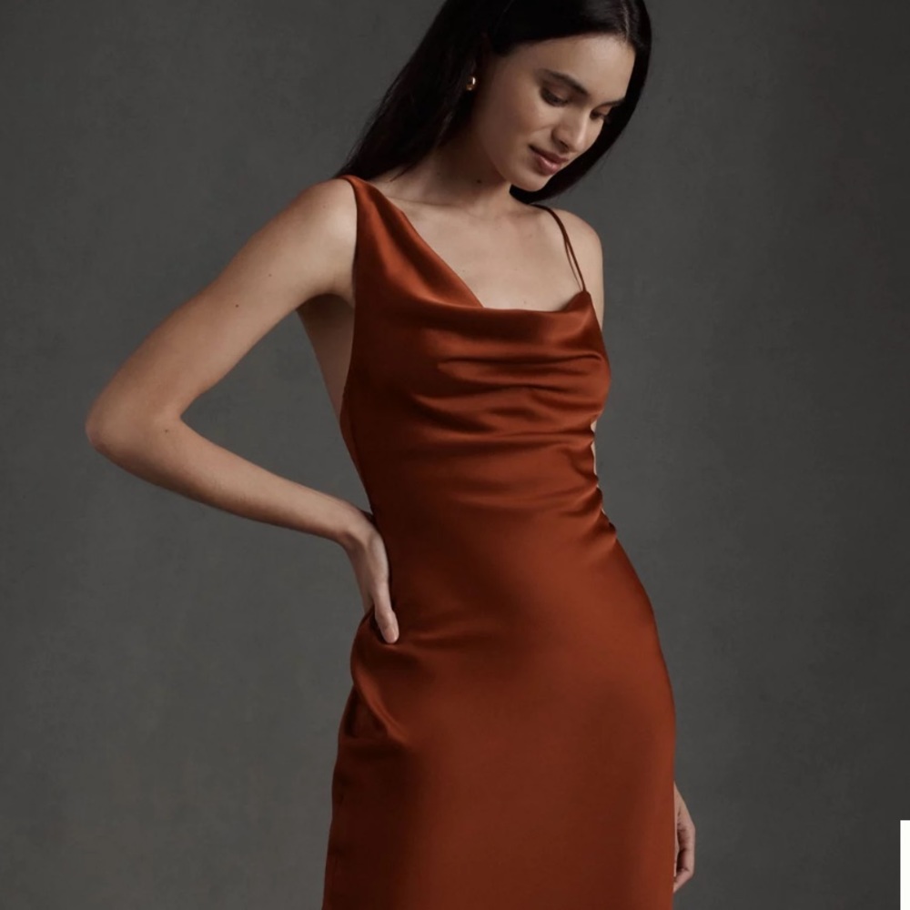 BHLDN Anthropologie August Midi Dress, Size 0, Color Dark Rust
